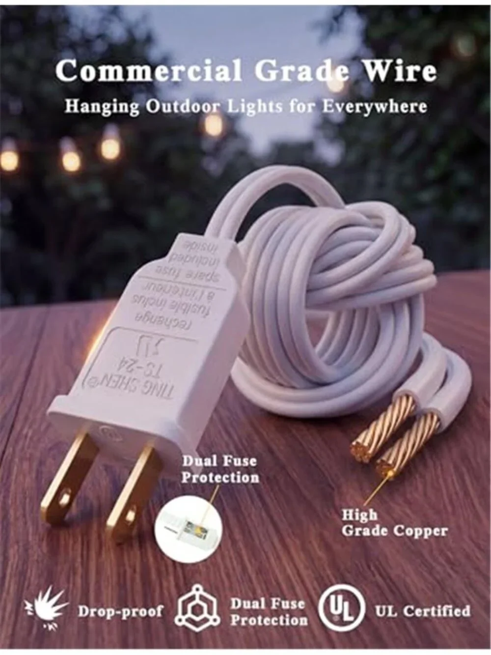 25FT Outdoor White String Lights, G40 Globe Patio Lights with 27 Clear G40 Bulbs
